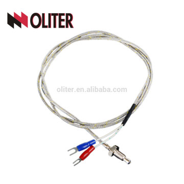 surface personnalisée haute précision résistant à l&#39;usure bjk type platine-rhodium armure thermocouple avec bouchon jaune